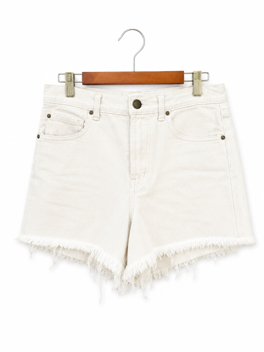 the Great. Shorts cut off denim jean ivory size 26 cotton the Clark short
